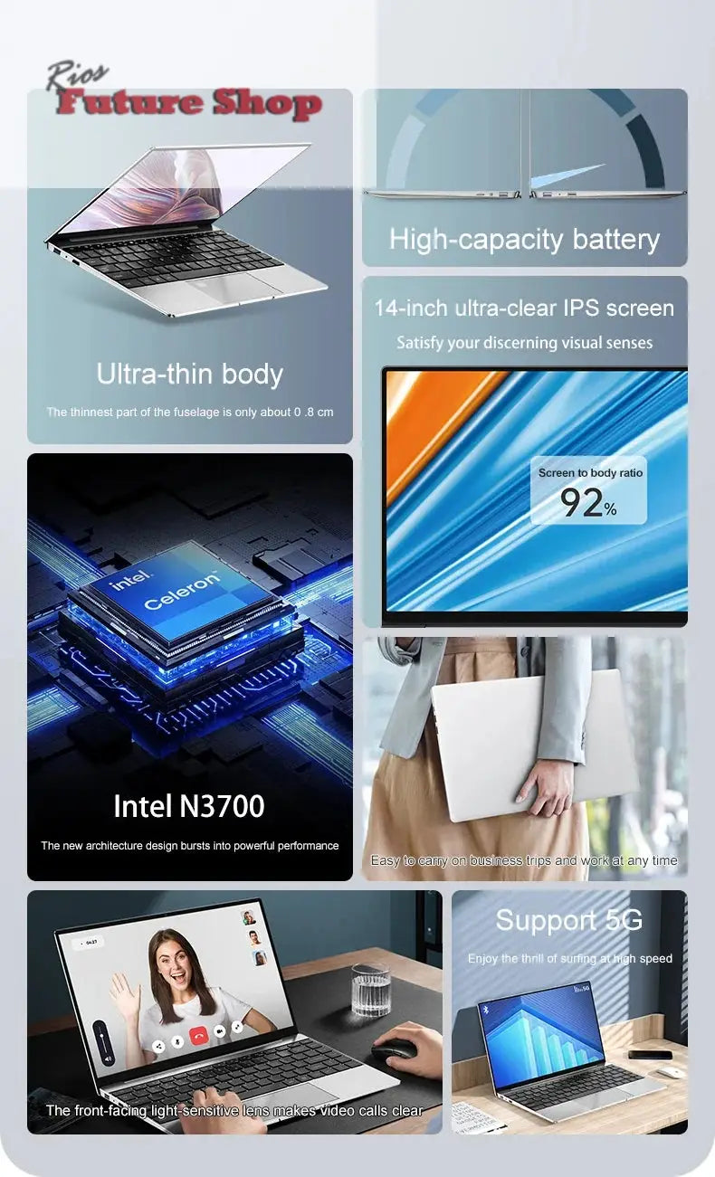 14.1" Laptop Intel N3700 16GB RAM 1TB SSD Win11 DSersUSA