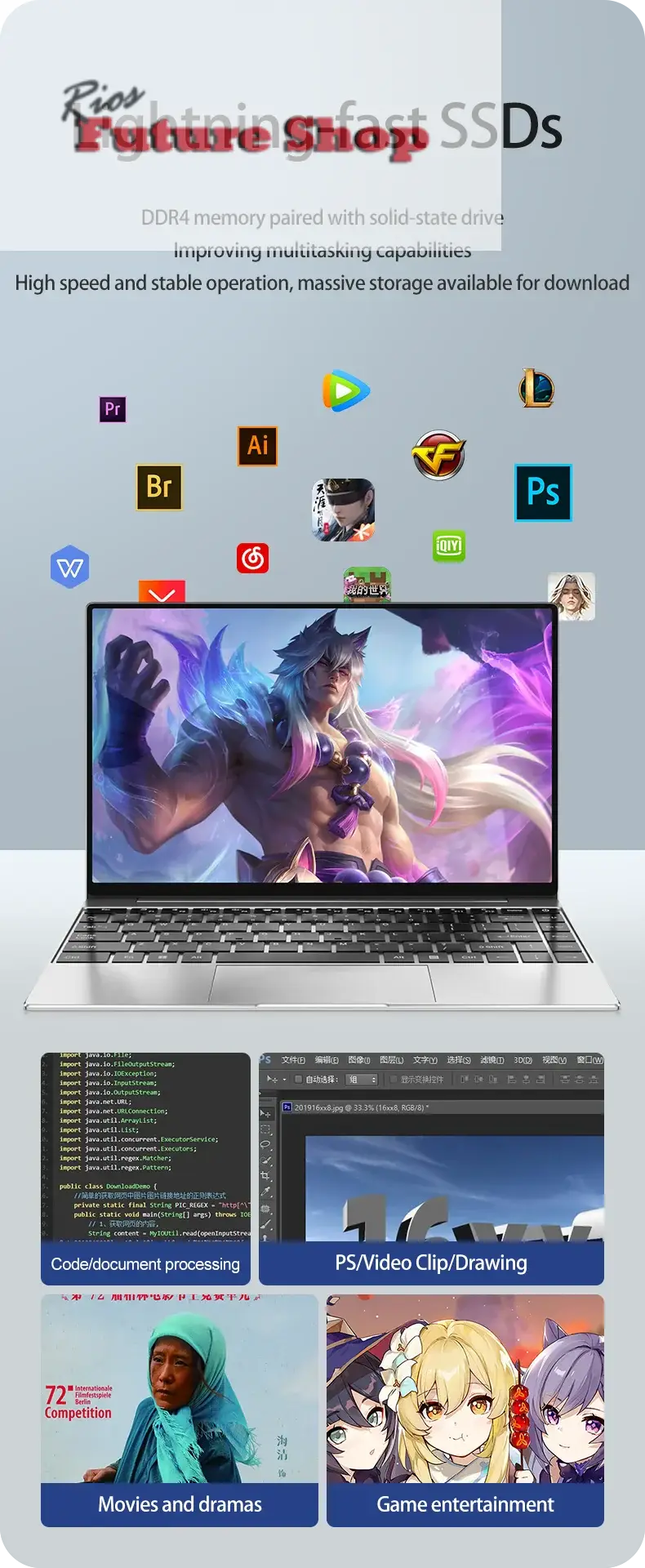 14.1" Laptop Intel N3700 16GB RAM 1TB SSD Win11 DSersUSA