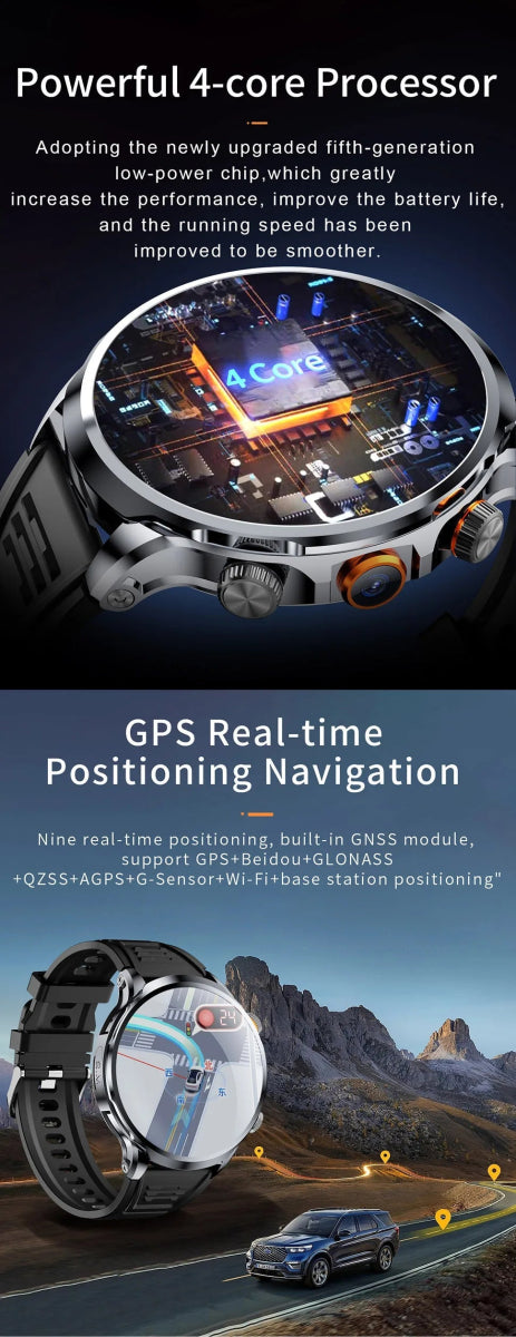 2025 novo relógio inteligente 4g android 1.95 polegada ips 360*360 tela com câmera 200w gps wifi 32gb rom smartwatch com bateria 1100mah DSersALIEXPRESS