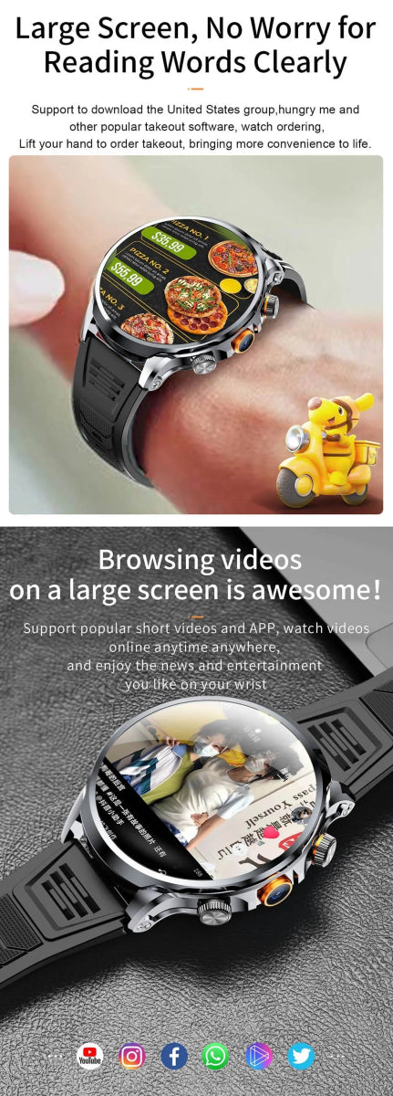 2025 novo relógio inteligente 4g android 1.95 polegada ips 360*360 tela com câmera 200w gps wifi 32gb rom smartwatch com bateria 1100mah DSersALIEXPRESS