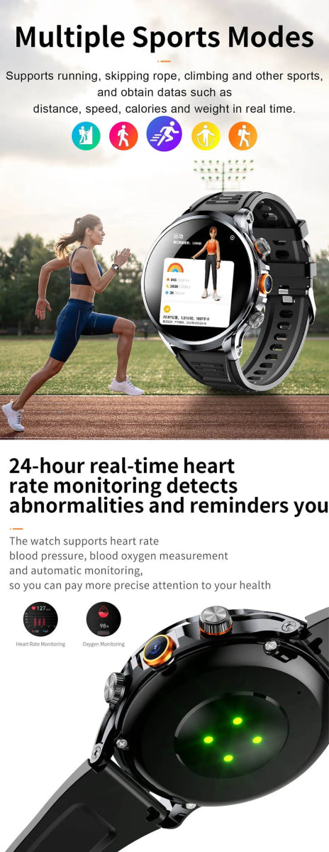 2025 novo relógio inteligente 4g android 1.95 polegada ips 360*360 tela com câmera 200w gps wifi 32gb rom smartwatch com bateria 1100mah DSersALIEXPRESS