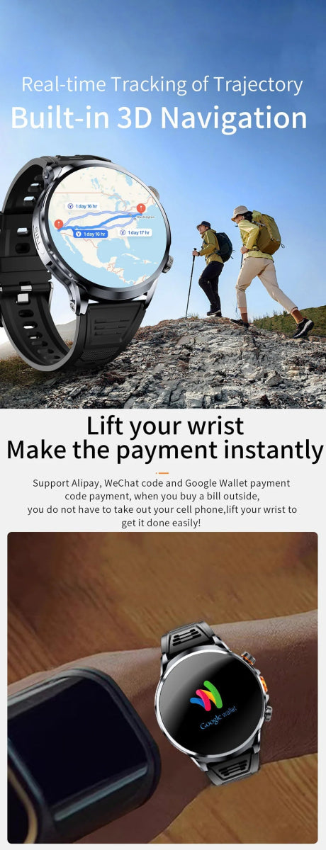 2025 novo relógio inteligente 4g android 1.95 polegada ips 360*360 tela com câmera 200w gps wifi 32gb rom smartwatch com bateria 1100mah DSersALIEXPRESS