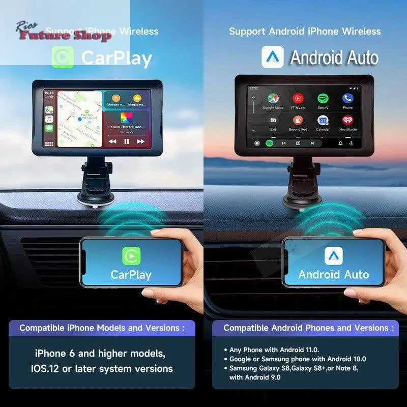 7 IPS Car Smart Screen Wireless Carplay Auto Telemóvel Tela de Projeção Navegação - Rios Future Shop