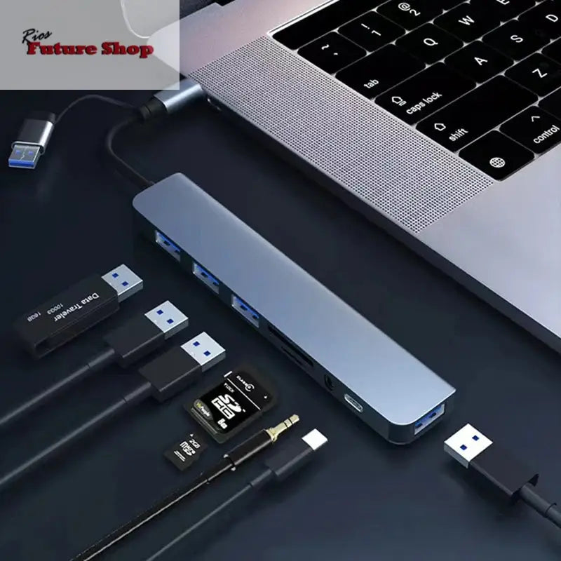 8 em 2 usb + tipo c hub docking station DSersUSA