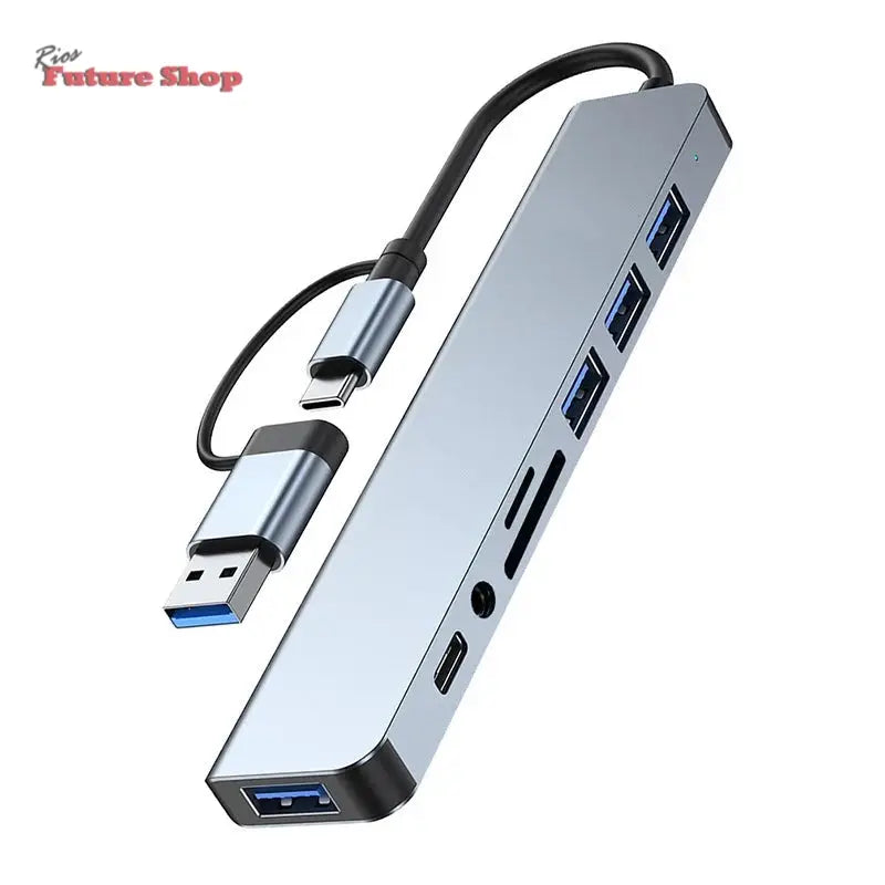 8 em 2 usb + tipo c hub docking station DSersUSA