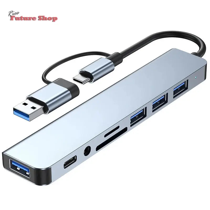 8 em 2 usb + tipo c hub docking station DSersUSA
