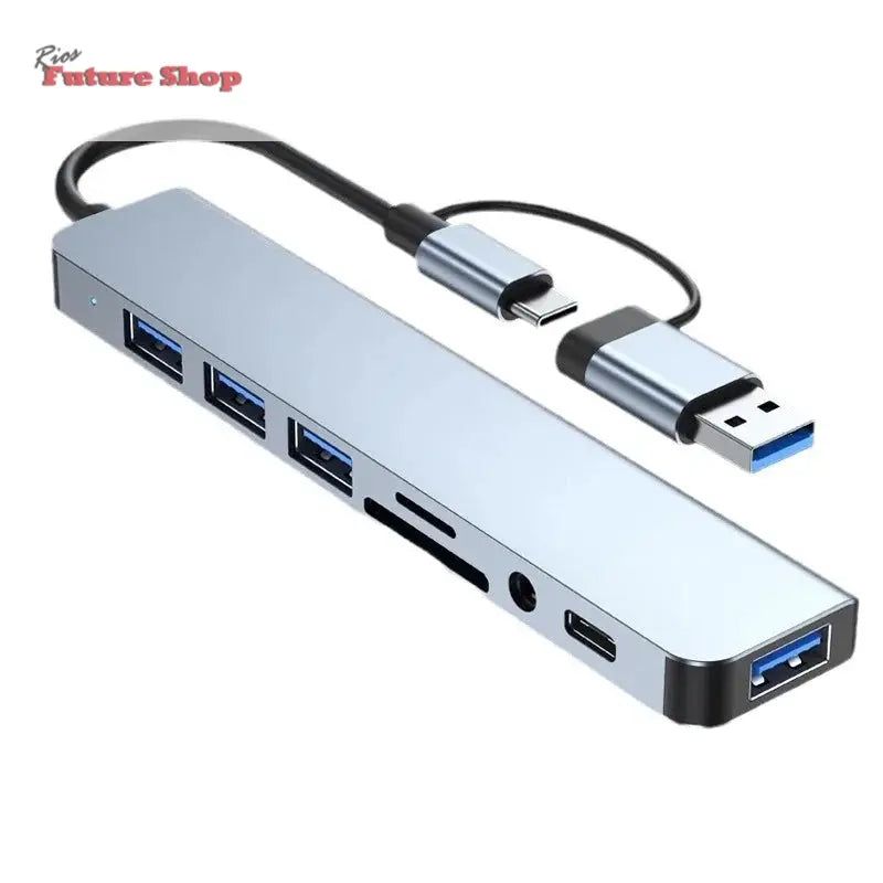 8 em 2 usb + tipo c hub docking station DSersUSA