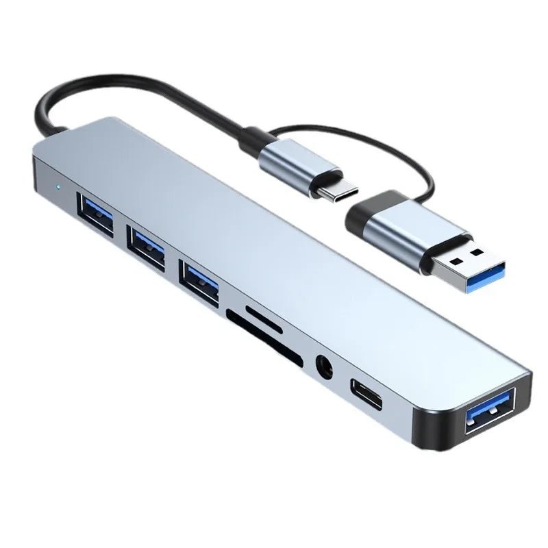 8 em 2 usb + tipo c hub docking station com adaptador de entrada de áudio de 3.5mm leitor de cartão micro sd portátil tablet conversor de disco de telefone DSersUSA