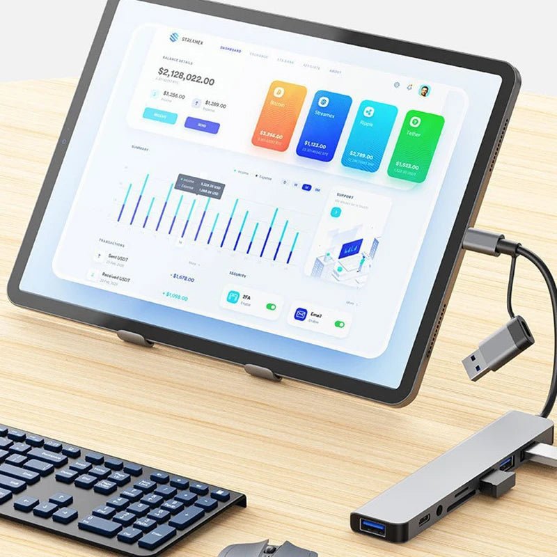 8 em 2 usb + tipo c hub docking station com adaptador de entrada de áudio de 3.5mm leitor de cartão micro sd portátil tablet conversor de disco de telefone DSersUSA