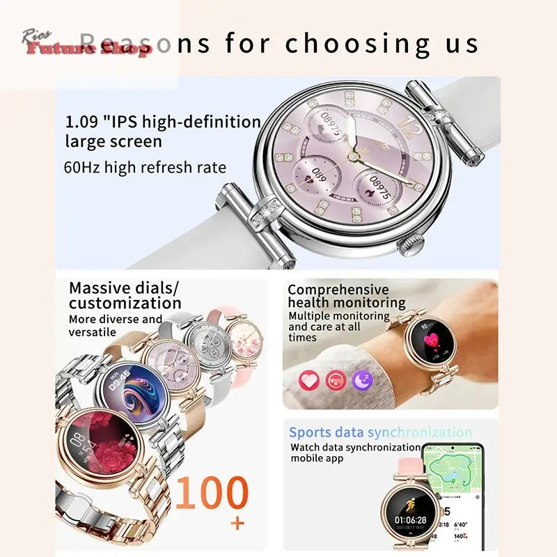 AK62 Smart Watch Women 1.09 Inch HD Screen - Rios Future Shop
