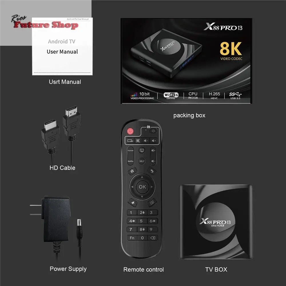 BOX TV WiFi6 Bluetooth 8K X88 PRO 13 - Rios Future Shop