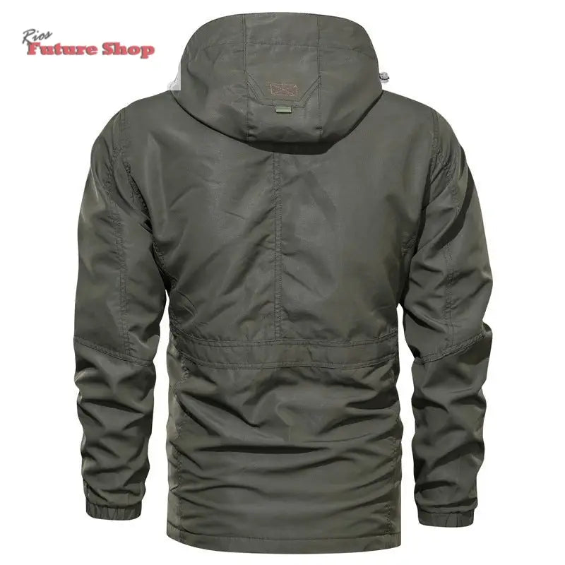 Casaco cross - border masculino de comprimento médio casual ao ar livre com capuz plus size casaco masculino primavera e outono - Rios Future Shop
