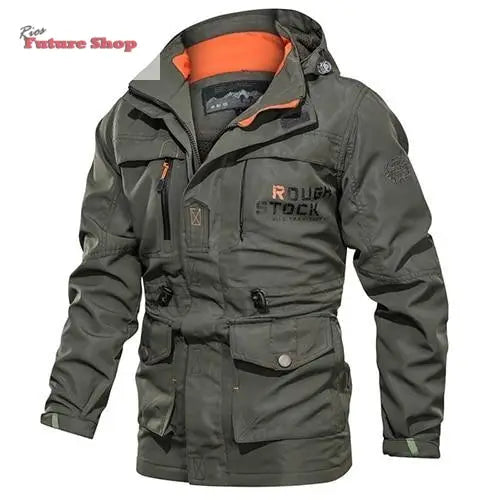 Casaco cross - border masculino de comprimento médio casual ao ar livre com capuz plus size casaco masculino primavera e outono - Rios Future Shop