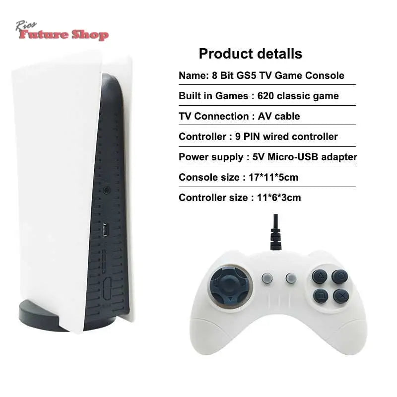 Consola Nostálgica Retro P5 Mini TV GS5 Wired Family Game 620 jogos - Rios Future Shop