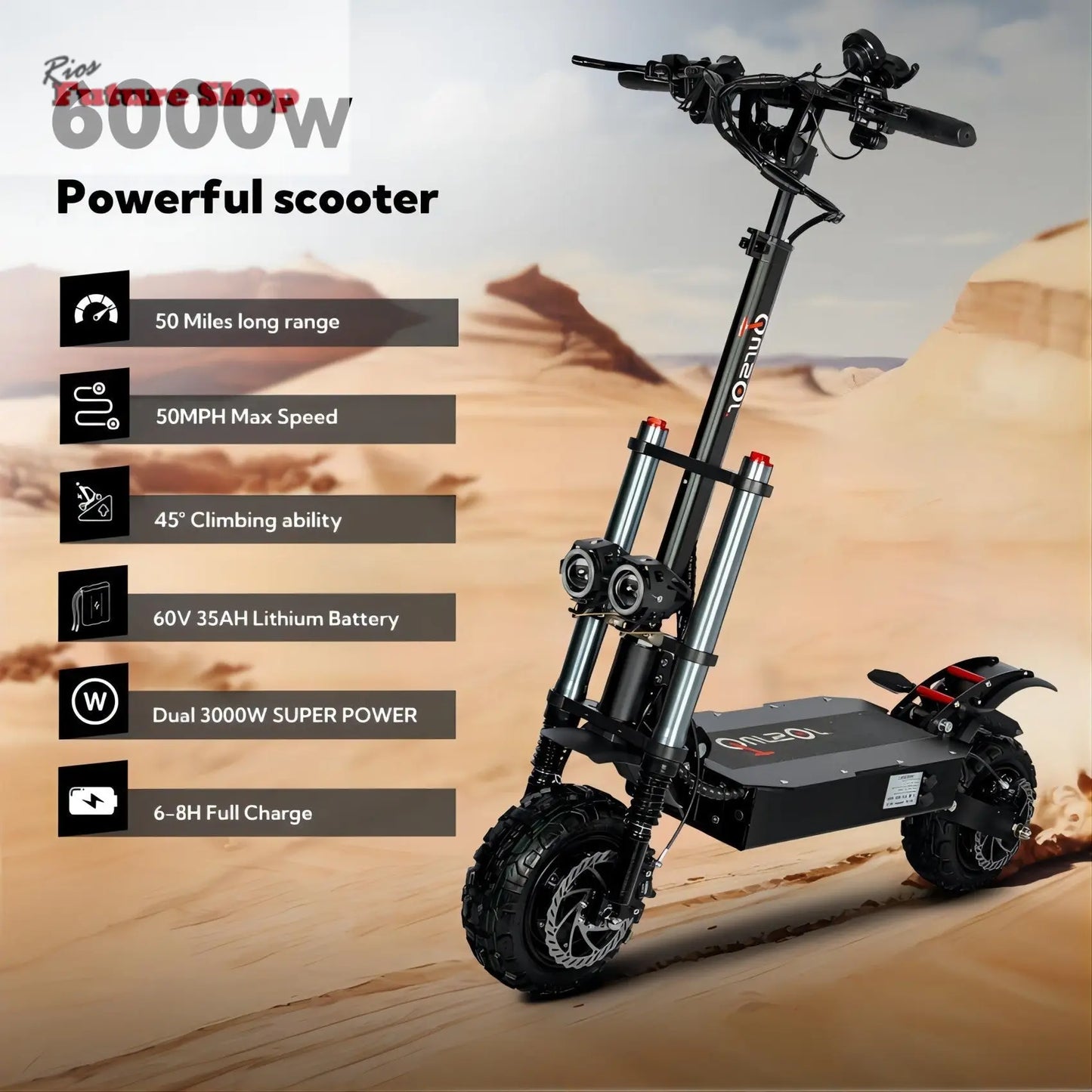 Electric Scooter With Seat, 6000W - Rios Future Shop