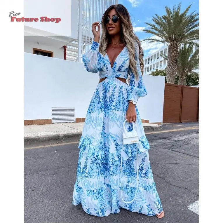Elegant Women's V - neck Dresses 2025 Summer - Rios Future Shop
