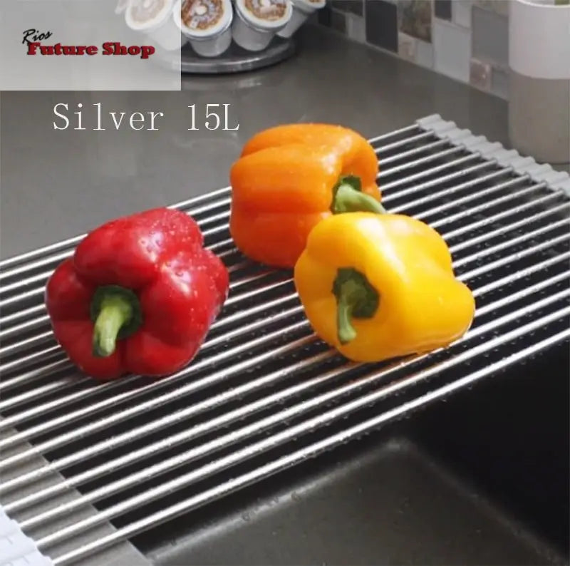 Folding Kitchen Drain Sink Rack Stainless Steel - Rios Future Shop