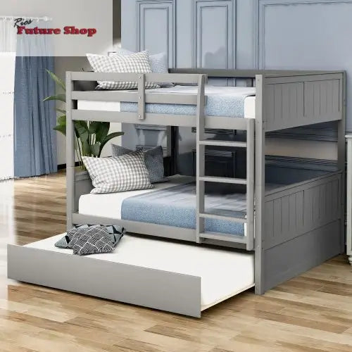 Full Over Full Bunk Bed With Twin Size Trundle - Rios Future Shop