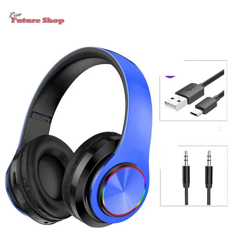 LED Wireless Bluetooth Headphones Gaming Headsets Sport Earphone With Support TF Card Colorful Breathing Lights - Rios Future Shop