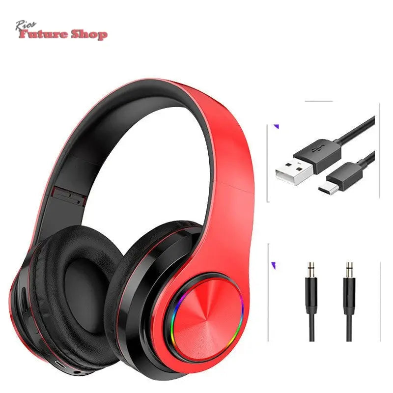 LED Wireless Bluetooth Headphones Gaming Headsets Sport Earphone With Support TF Card Colorful Breathing Lights - Rios Future Shop