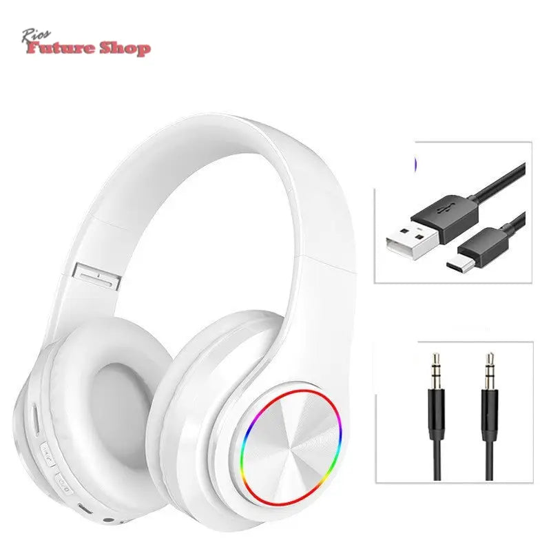 LED Wireless Bluetooth Headphones Gaming Headsets Sport Earphone With Support TF Card Colorful Breathing Lights - Rios Future Shop