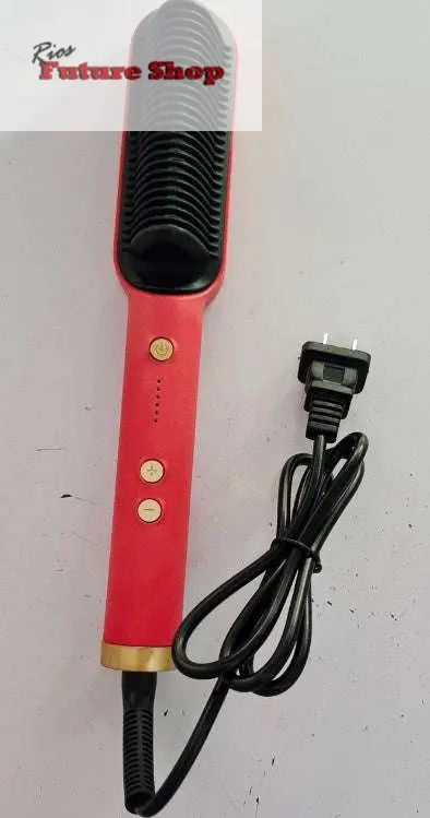 New 2 In 1 Hair Straightener Hot Comb Negative Ion Curling Tong Dual - purpose Electric Hair Brush - Rios Future Shop