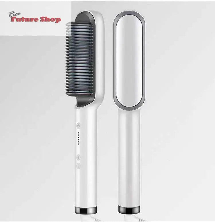 New 2 In 1 Hair Straightener Hot Comb Negative Ion Curling Tong Dual - purpose Electric Hair Brush - Rios Future Shop