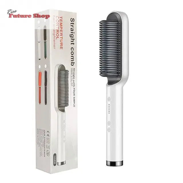 New 2 In 1 Hair Straightener Hot Comb Negative Ion Curling Tong Dual - purpose Electric Hair Brush - Rios Future Shop