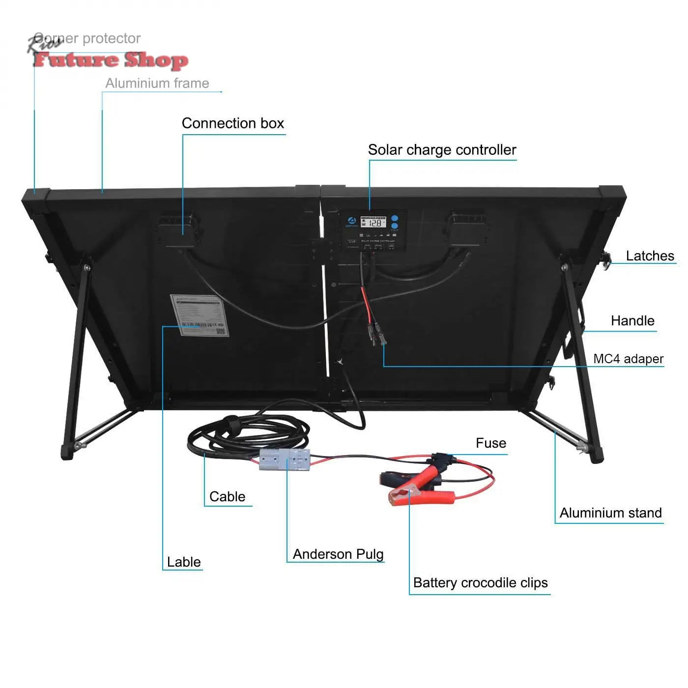 Power 100w 12v Portable Solar 2 Panel kit DC-ACOPower
