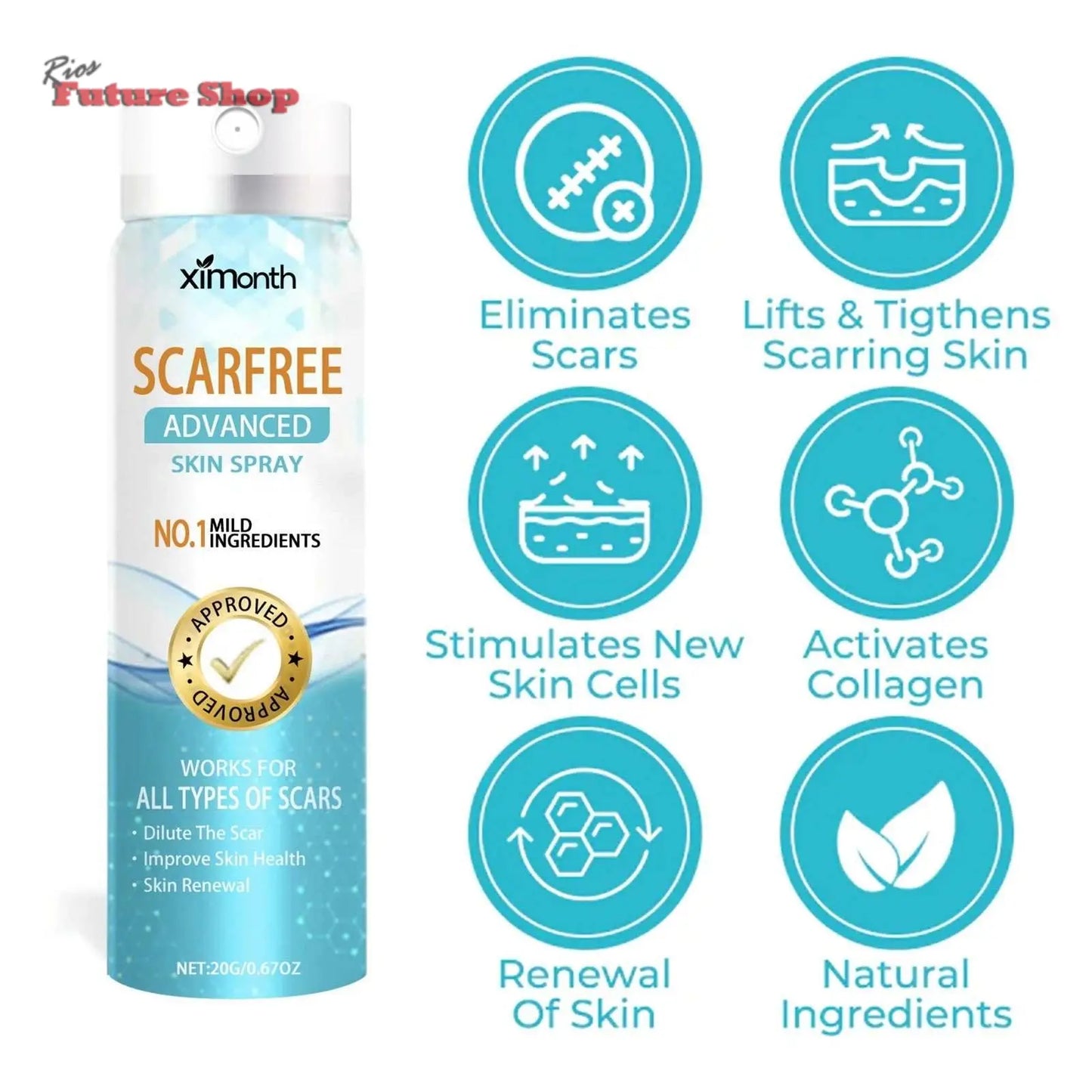 Spray Clareador de Cicatrizes para Pele Corporal - Rios Future Shop