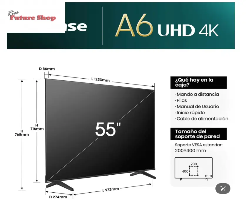 TV Hisense 55A6N - UHD 4K - Rios Future Shop