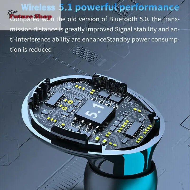 TWS Wireless 5.1 Waterproof Bluetooth Sports Waterproof Earphones - Rios Future Shop