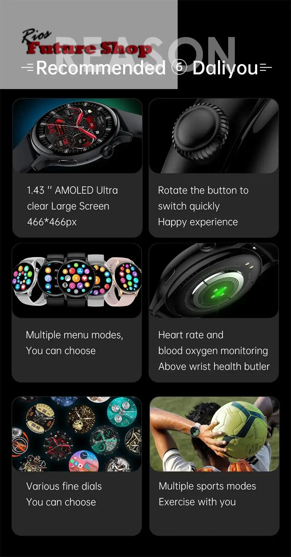 True AMOLED Sports Smart Watch - Rios Future Shop