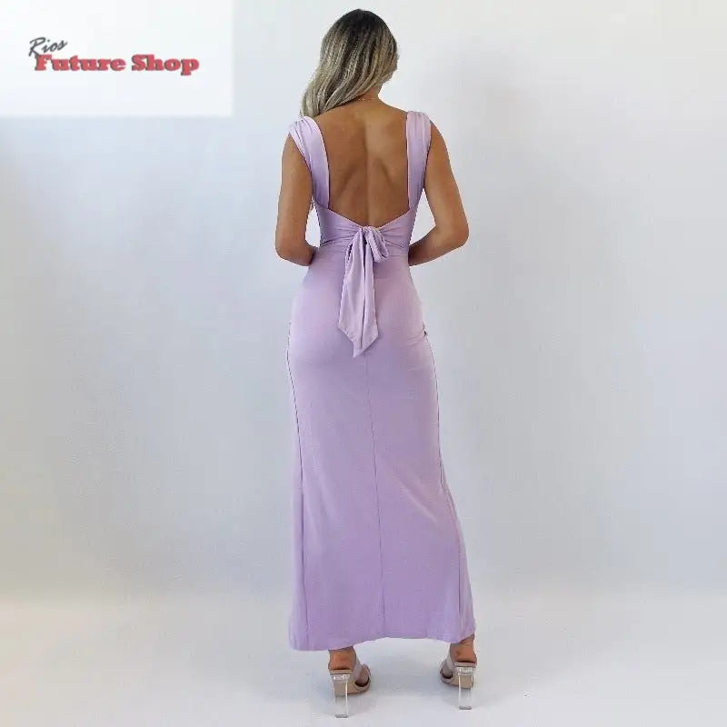 Vestido fino sem mangas com fenda e design Italiano - Rios Future Shop
