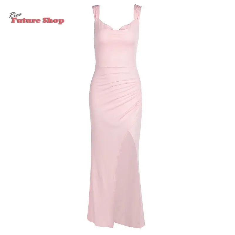 Vestido fino sem mangas com fenda e design Italiano - Rios Future Shop