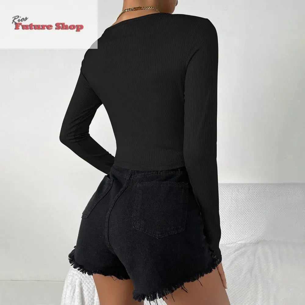 Women Design Dress V-neck long-sleeved slim - Rios Future Shop