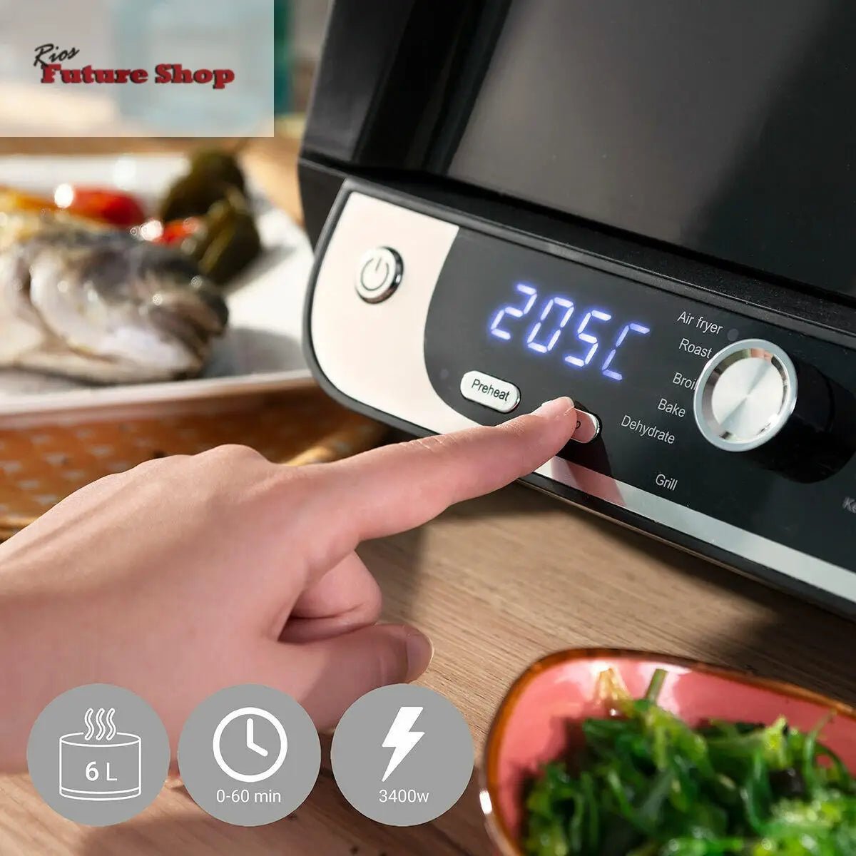 Airfry com Grill, Acessórios e Receitario I 12-1- 3400W 6L - Rios Future Shop