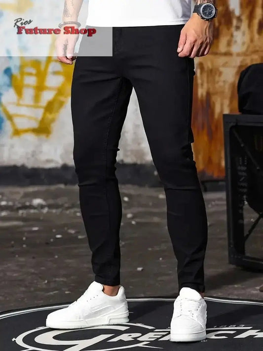 calca-masculina-retro-com-ziper-elastica-jeans-casual-slim-fit-8832574 - Rios Future Shop