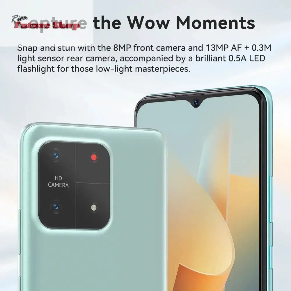 Cubot A1 Smartphone 6.56" HD+Screen 8GB(4GB+4GB)RAM 128GB ROM Octa core Android 13 5100mAh Battery Face ID 13MP Camera Cellphone - Rios Future Shop