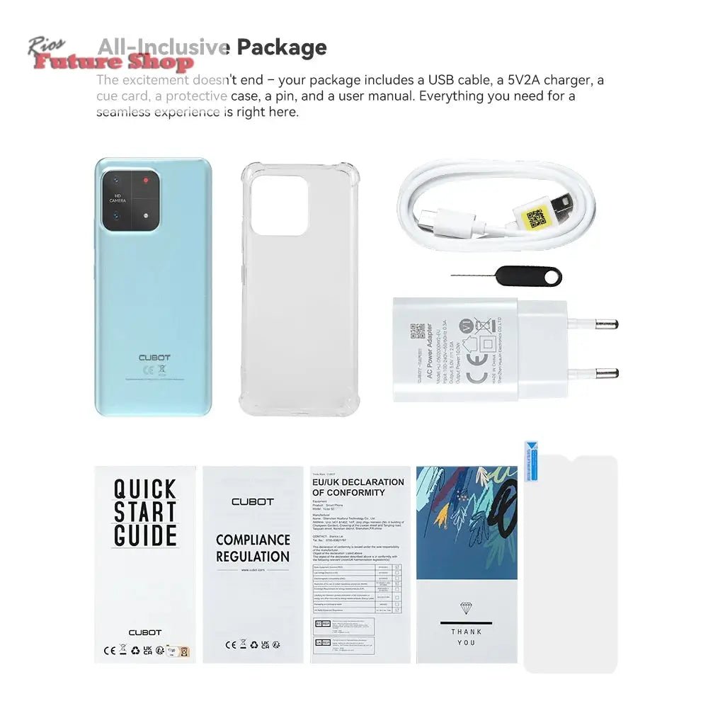 Cubot A1 Smartphone 6.56" HD+Screen 8GB(4GB+4GB)RAM 128GB ROM Octa core Android 13 5100mAh Battery Face ID 13MP Camera Cellphone - Rios Future Shop