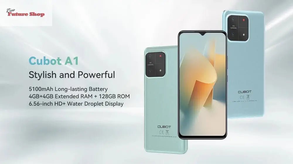 Cubot A1 Smartphone 6.56" HD+Screen 8GB(4GB+4GB)RAM 128GB ROM Octa core Android 13 5100mAh Battery Face ID 13MP Camera Cellphone - Rios Future Shop
