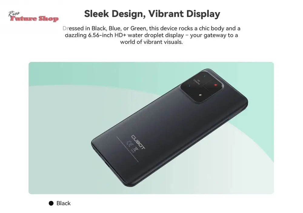 Cubot A1 Smartphone 6.56" HD+Screen 8GB(4GB+4GB)RAM 128GB ROM Octa core Android 13 5100mAh Battery Face ID 13MP Camera Cellphone - Rios Future Shop