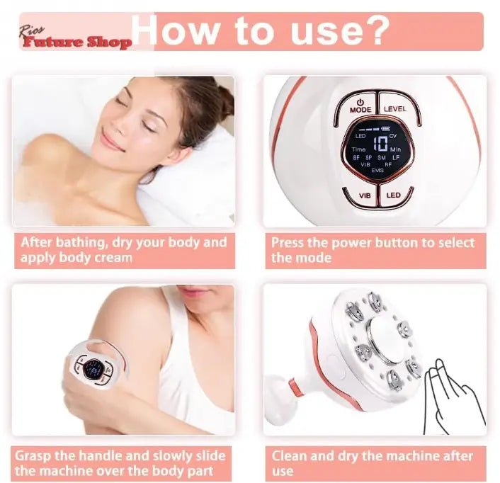 Dispositivo de beleza ultrassónico máquina, corpo de ultra - som 6 em 1 RF EMS fototerapia - Rios Future Shop