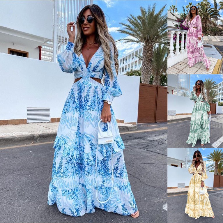Elegant Women's V - neck Dresses 2025 Summer - Rios Future Shop