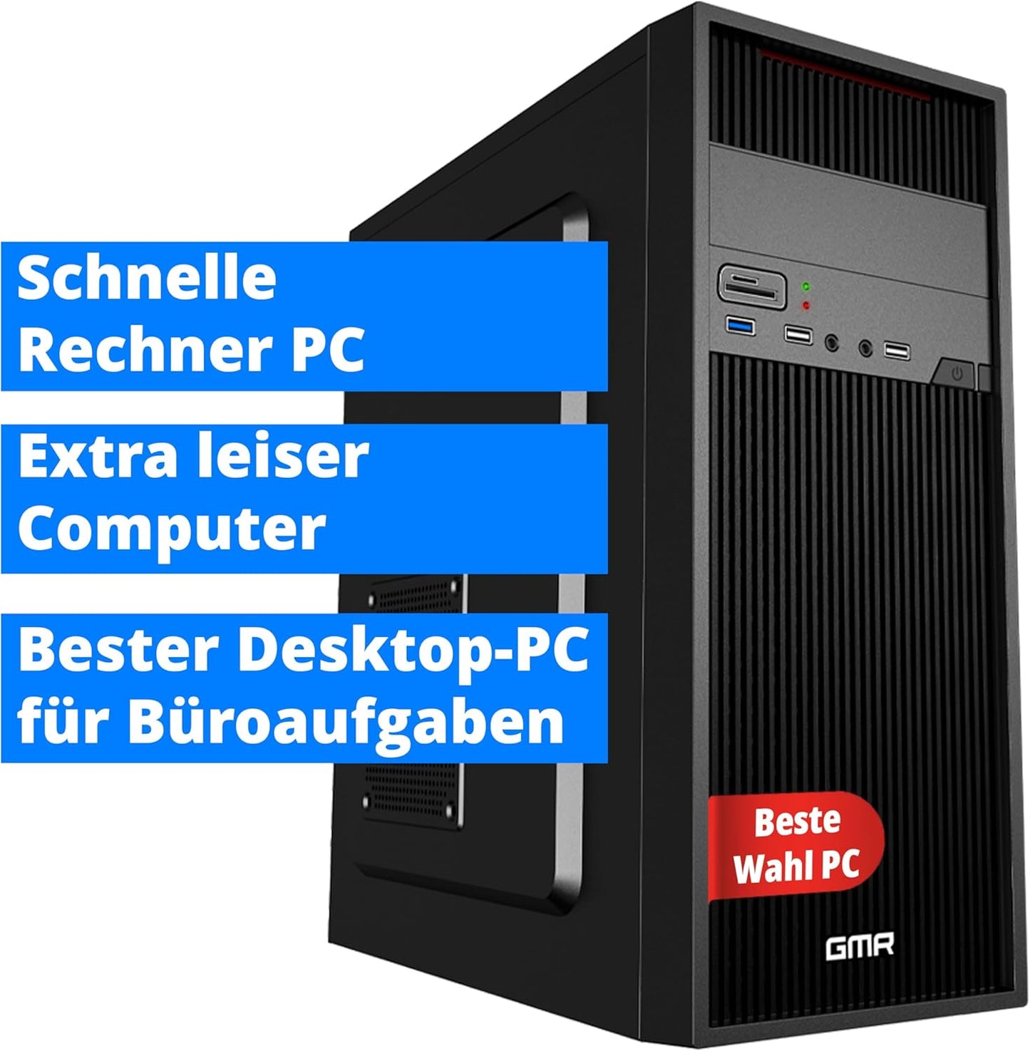 GMR Ultra Intel i7 PC - Calculadora rápida + Ordenador para Oficina y Oficina en casa con 32 GB DDR4 RAM/Memoria RAM - SSD de 2 TB - DVD+RW - USB 3.0 - WiFi 600 y Bluetooth 5 - Win 11 Pro