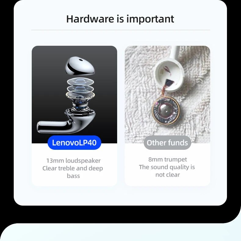 Lenovo lp40 sem fio bluetooth fones de ouvido tws controle toque fone de ouvido jogos hd chamada com microfone 2025 nova escolha - Rios Future Shopairpods