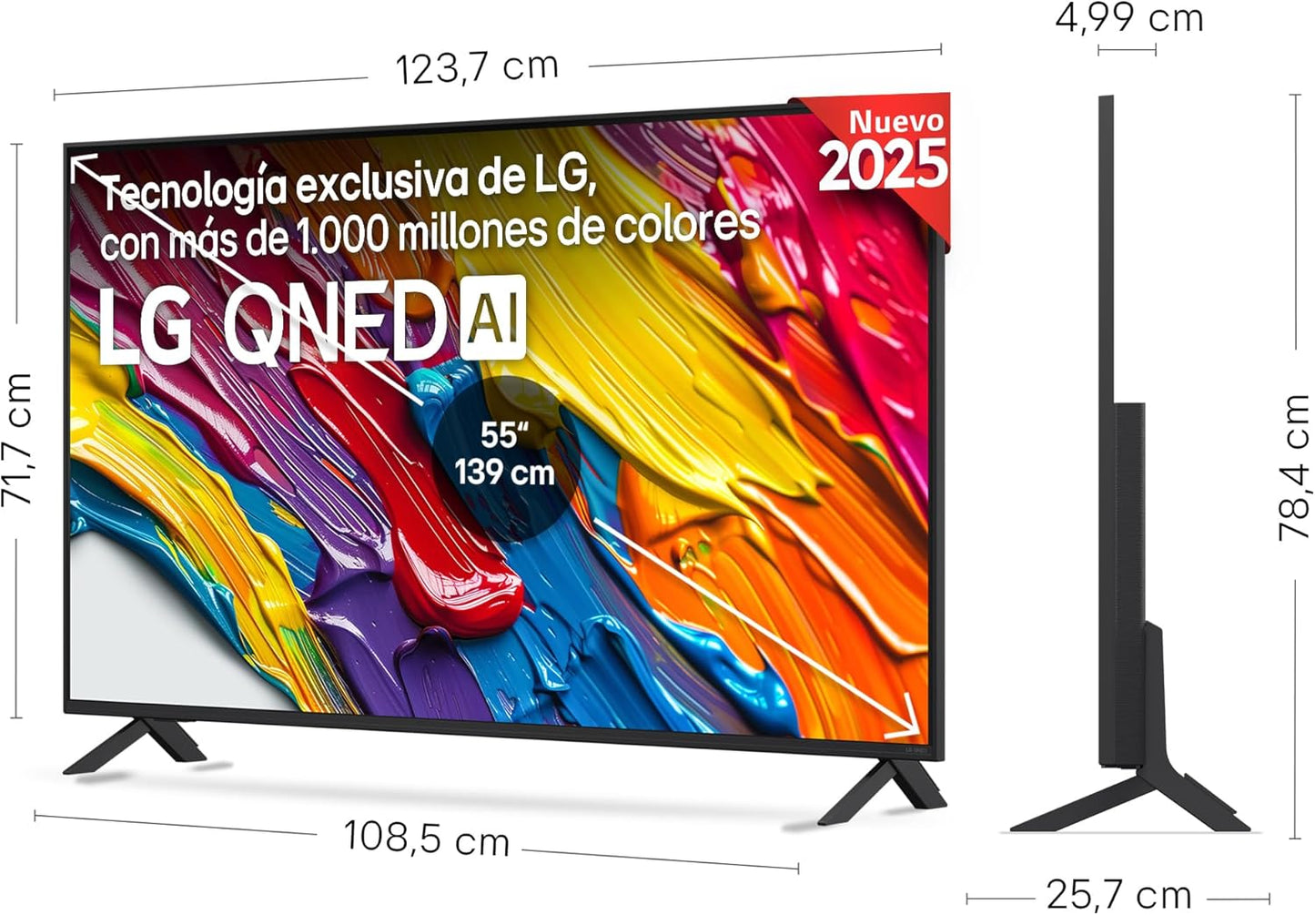 LG 55QNED84A6C Televisão de 55", 4K QNED EVO, Smart TV, WebOS 25, processador potente e inteligente, Super Upscaling, Dolby Dilgital Plus, Alexa/Google Assistant, preto