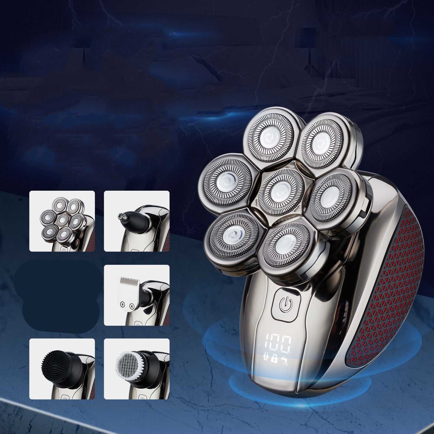 Máquina de barbear digital lavável masculina de sete lâminas - Rios Future Shop