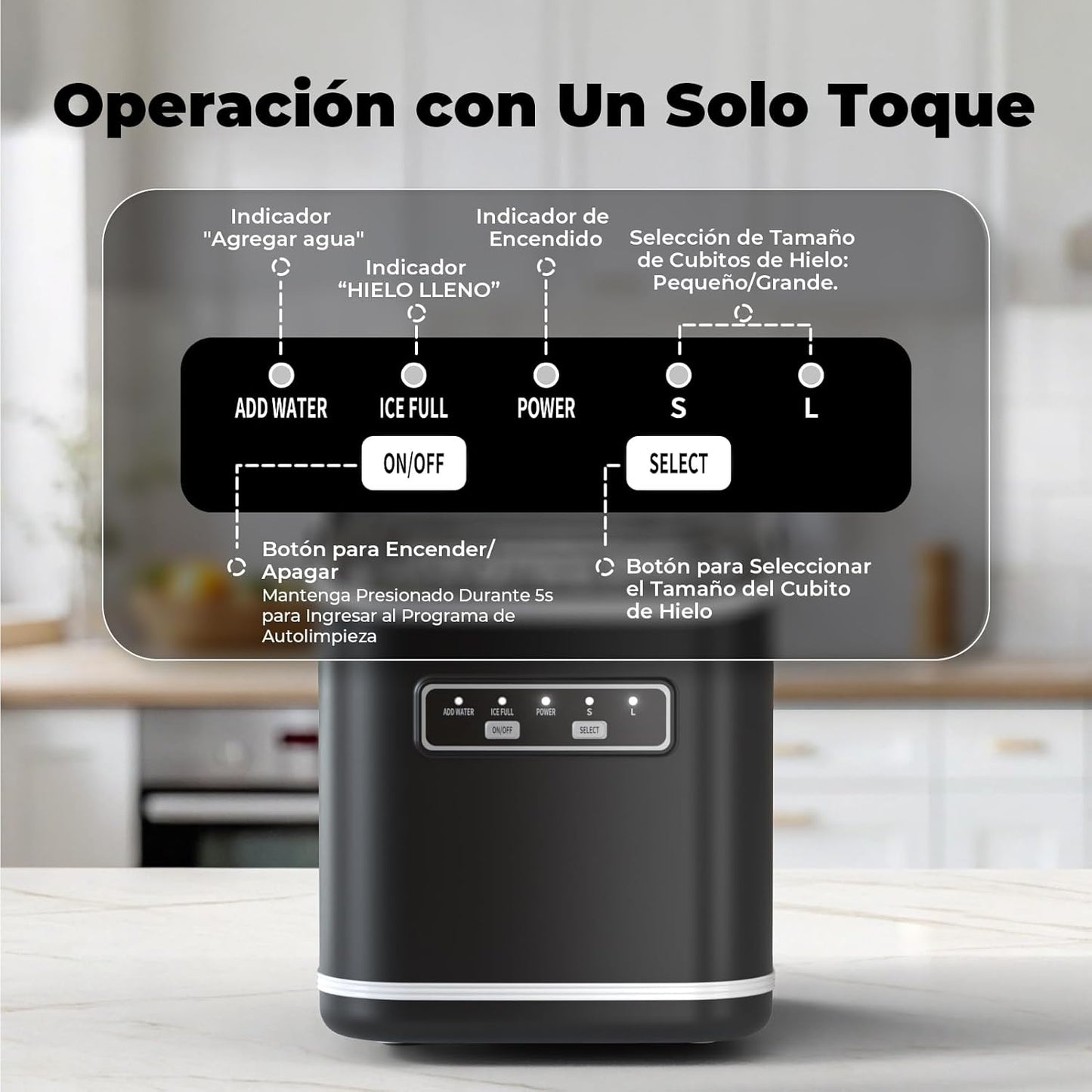 Máquinas de fazer gelo, Acmeenjoy 12 kg/24 h máquina de gelo para bancada, gelo em 6-8 minutos, máquina de gelo portátil e auto-limpeza com pega para casa / festa / cozinha / bar