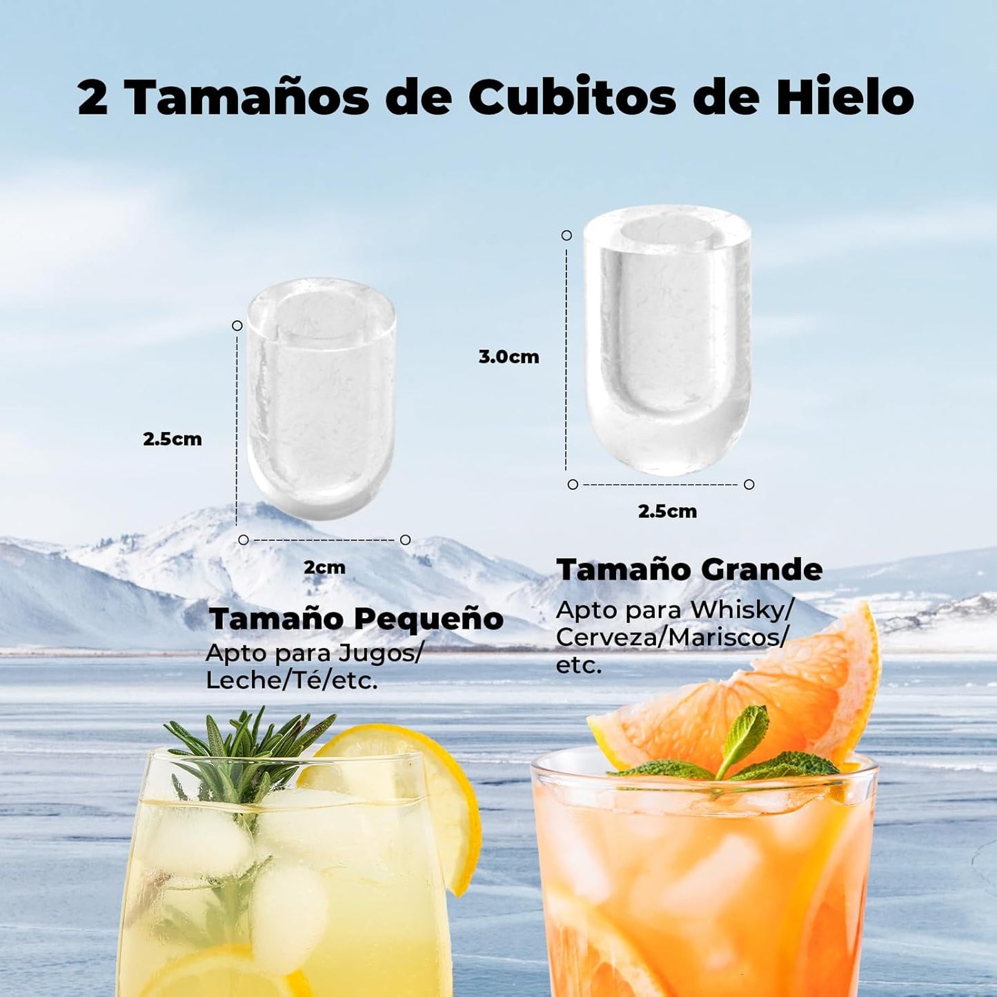 Máquinas de fazer gelo, Acmeenjoy 12 kg/24 h máquina de gelo para bancada, gelo em 6-8 minutos, máquina de gelo portátil e auto-limpeza com pega para casa / festa / cozinha / bar